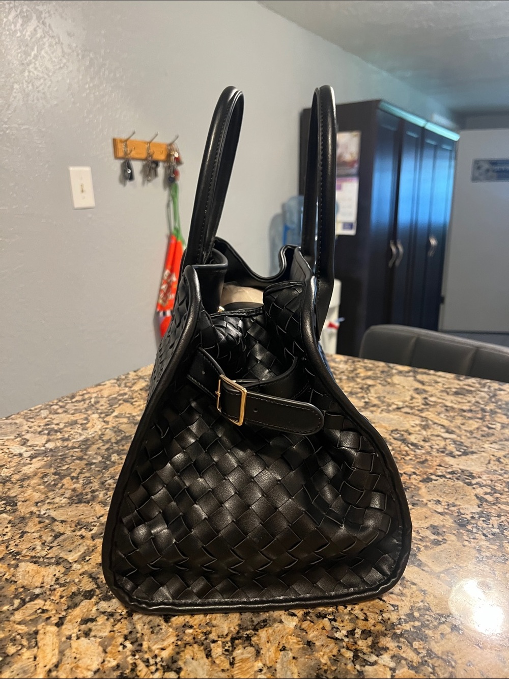 Urban Expressions Black Woven Satchel Tote - Picture 5 of 7